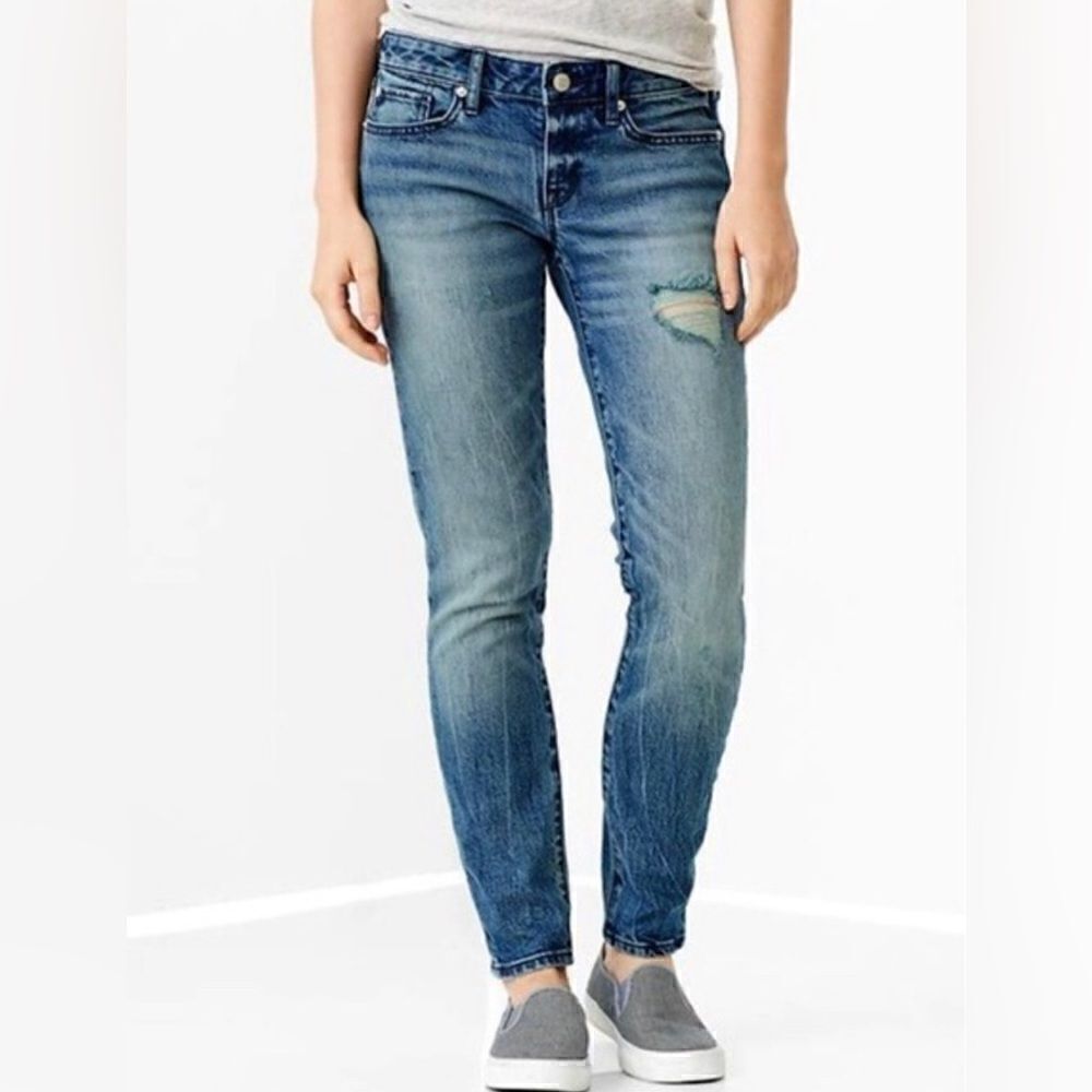 NEW Gap 1969 Always Skinny Skimmer distressed denim jeans Sz 26 Short